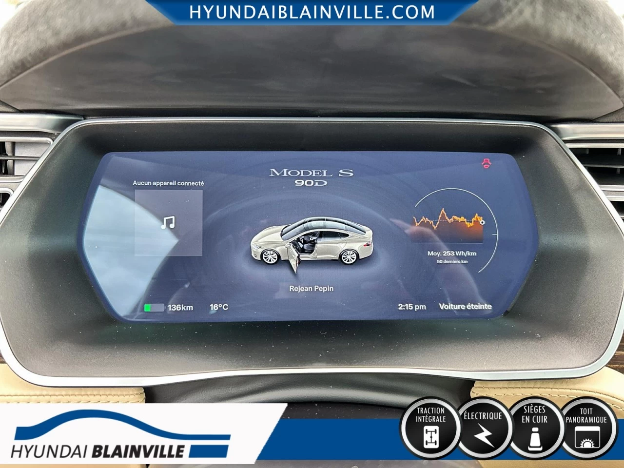 2016 Tesla Model S 90D, AWD, CUIR, TOIT PANO, NAVIGATION+ Image principale